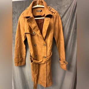 Allegra K Camel Trench Coat with Belt